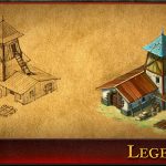 Warehouse concept art: a pencil sketch next to the finished painted building