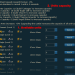 Recruitment screen showing unit capacities and the peasants and eagles available to recruit